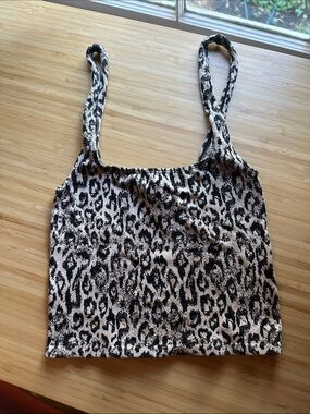 Anthropologie Black and White Leopard-Print Camisole